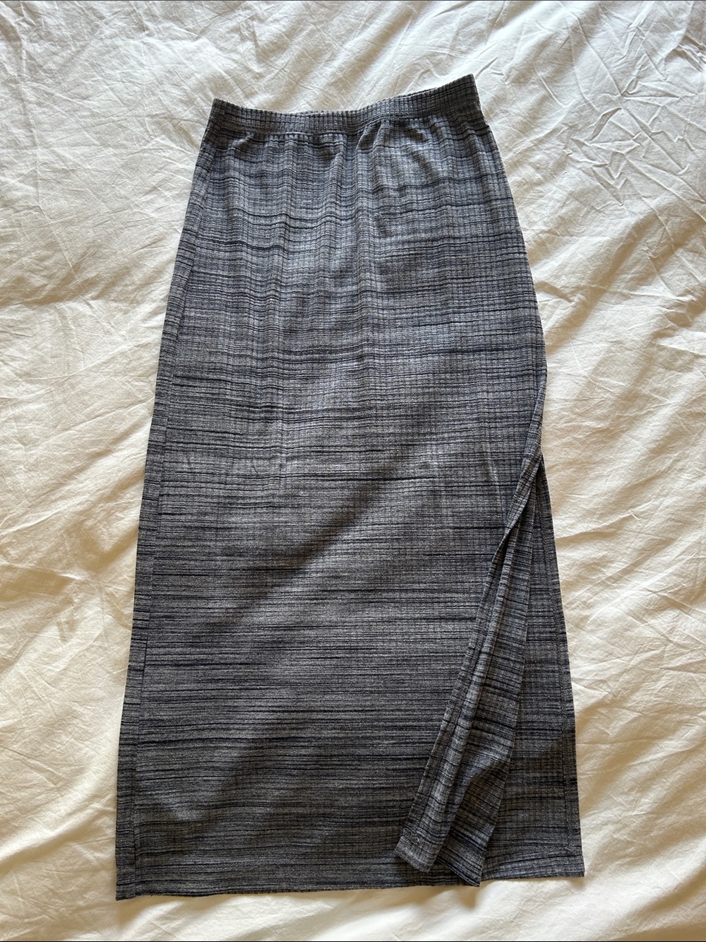 Reformation Marled Gray Maxi Skirt with Side Slit